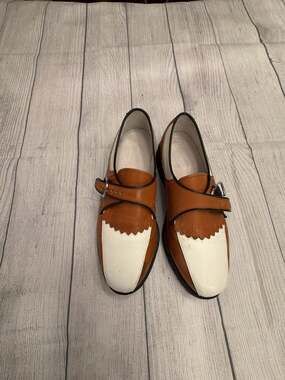 FootJoy Classics Women Brown White Leather Monk Strap Kiltie Golf Shoes Size 7 D